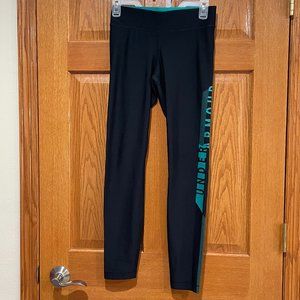 UNDER ARMOUR Women's M Heat Gear Compression Athletic Black Teal Leggings Pant